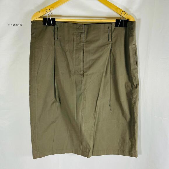 Theory Brand Women's Green Skirt W/Pockets Size 12 Pleated Front w/Pockets - Picture 1 of 4